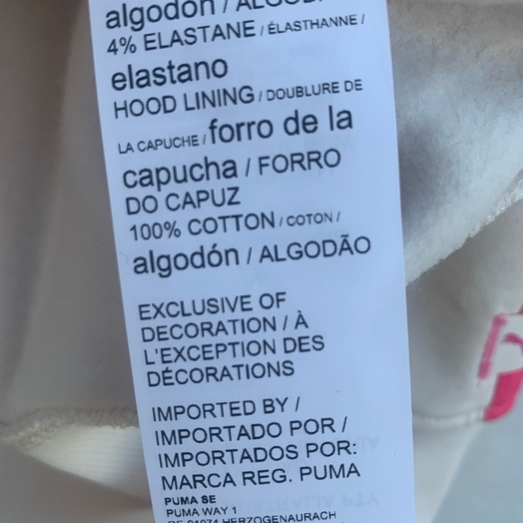 Puma Women’s Lemlem Oversized Fleece Hoodie Size Large Ghost/Pepper - Picture 14 of 16